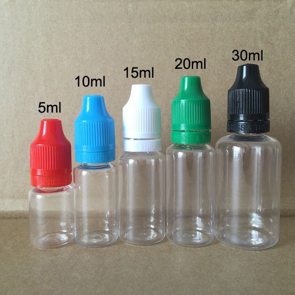 Renkli kurcalama belirgin mühür ve çocuk geçirmez boş şişe 5 ml 10 ml 15ml 20 ml 30 ml e Sıvı plastik damlalıklı şişeler uzun ince ipuçları