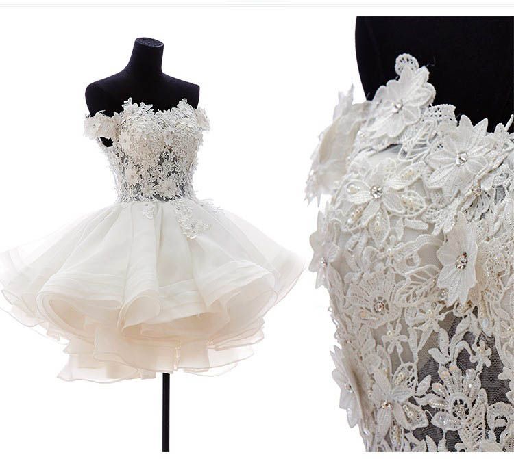 Discount Real Samples 2016 Short Wedding Dress The Brides Lace Off The