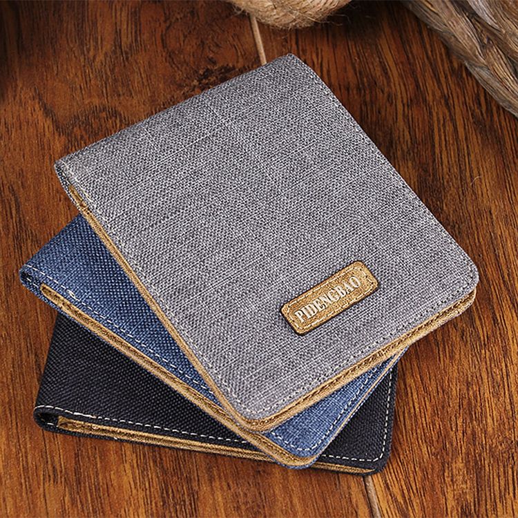 2015 Fashion Men'S Wallets Denim Thin Men'S Small Wallet Men'S Purses Short Mini Male Canvas