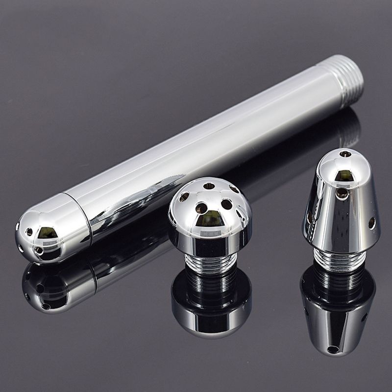 Silver Metal Shower Enema Water Nozzle 3 Style Plug He