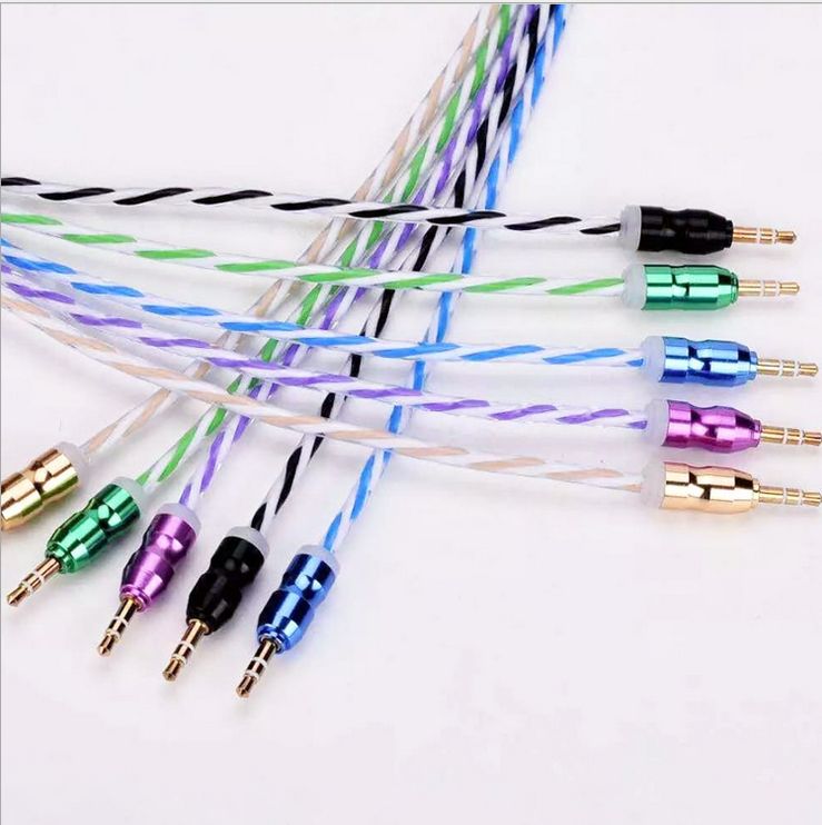 Aluminum Belong Rainbow Car AUX Audio Cable Car Speakers 3.5mm Male To