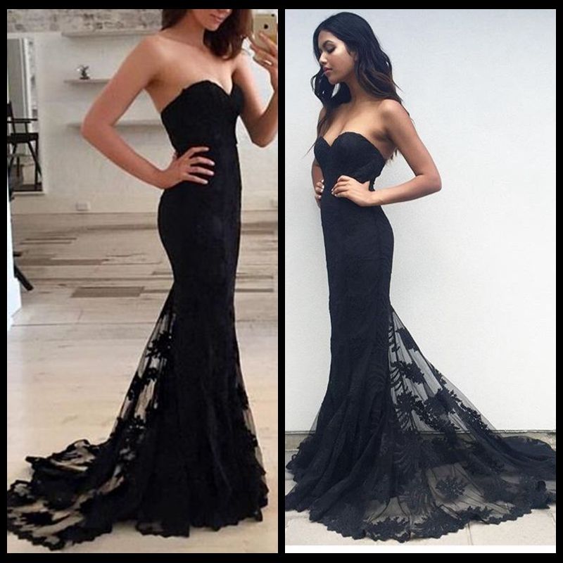 Black Sweetheart Dress with Sleeves