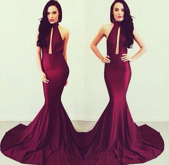 Michael Costello Mermaid Evening Gowns 2017 Elegant Burgundy Women ...