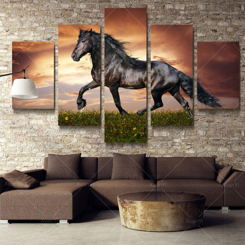 2020 5 Panel Modern Printed Large Horse Painting Picture Cuadros Landscape Canvas Wall Art Home Decor For Living Room No Frame Pr1007 From Cocoart2016 44 22 Dhgate Com