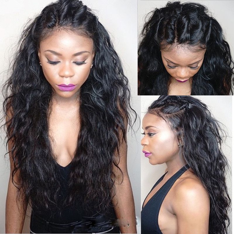 Natural Looking Wet And Wavy Full Lace Wigs Water Wave Peruvian Human