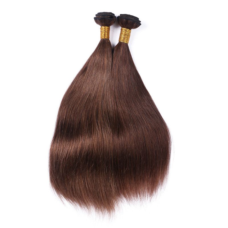 Chocolate Brown Virgin Brazilian Human Hair Extensions Silky Straight Virgin Remy Hair Weaves 4