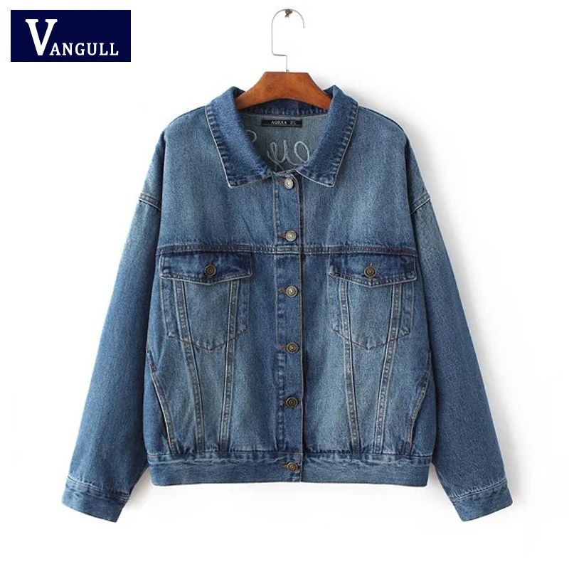 compre vangull 2017 primavera mujer chaqueta de jean casual otono decorado chaquetas de mezclilla ropa bordado chaqueta de las mujeres pantalones