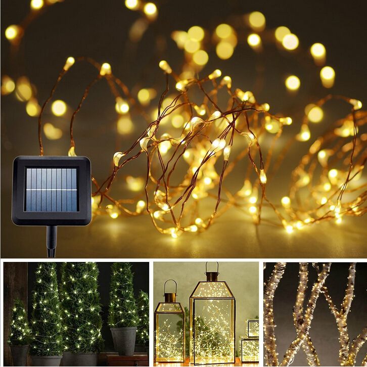 Solar Power String Light 10M 100 Led Copper Wire String Fairy Light For