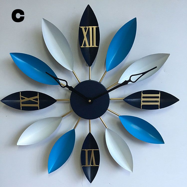 Retro European Style Iron Leaves Wall Clocks Home Bar Restaurant