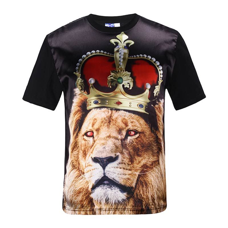 Tshirt Lion King Men/Women 3d T Shirt Slim Tops Golssy Rayon Front ...