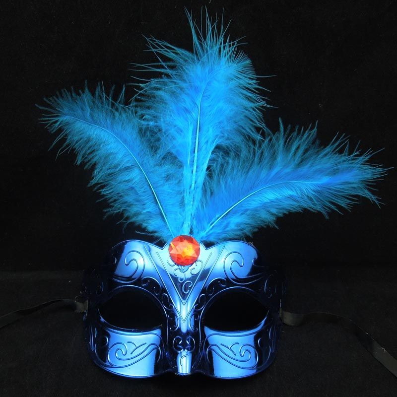 New Feather Mask Luxury Masquerade Party Mask Half Face Gold