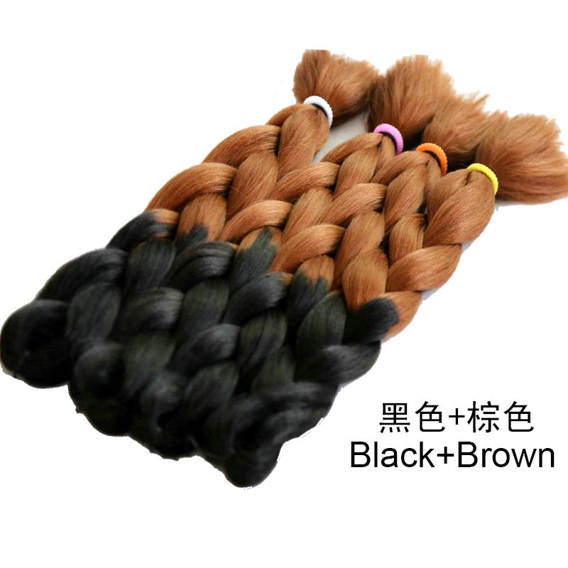Ombre Jumbo Braid Double Color Hair Extensions 24inches Gray