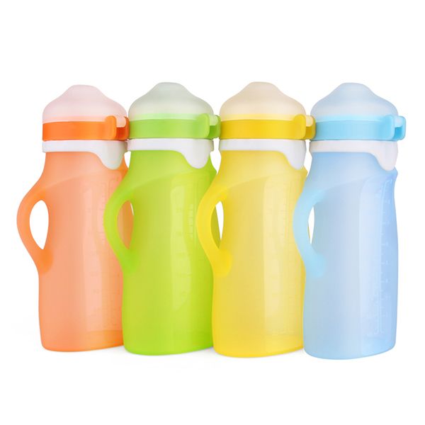 Reusable Silicone Baby Food Feeding Bottles 250mL Food Grade Yogurt Fruit Puree Complementary