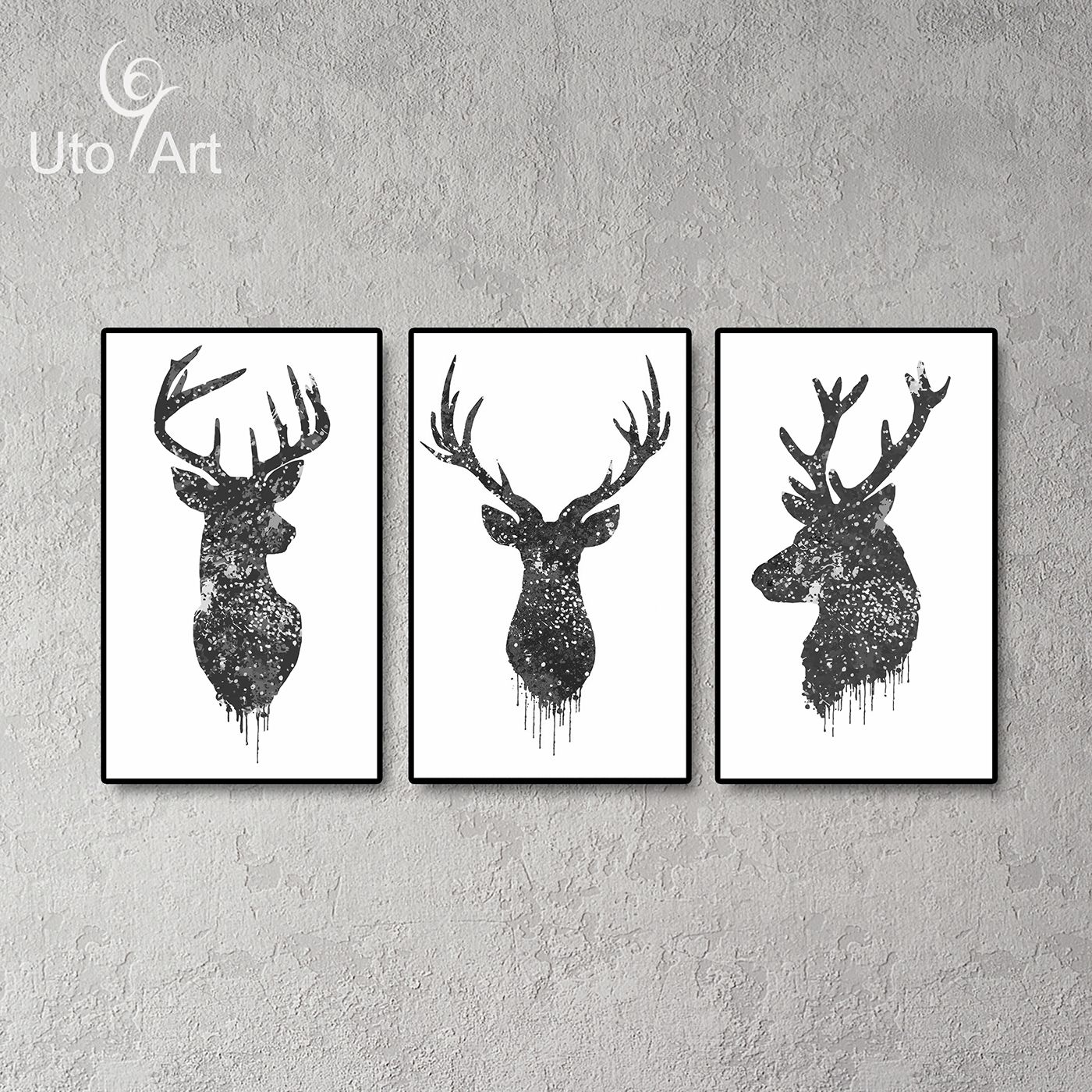 2018 Uto Art Wall Print Waterproof Black And White Deer Head 2018 Uto Art Wall Print Waterproof Black And White Deer Head Modern Nordic Animal Pictures Canvas Painting For Living Room Home Decor From Utocommerce