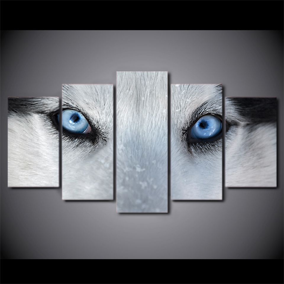 2019 Framed HD Printed Wolf Blue Eyes Canvas Poster Picture Home Decor ...