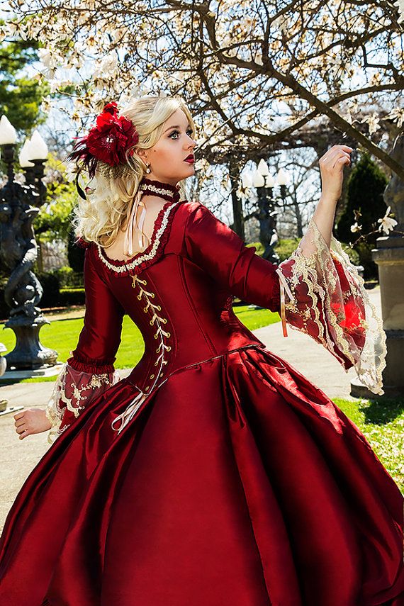 Gothic Vintage Medieval Red Wedding Dresses With Long ...