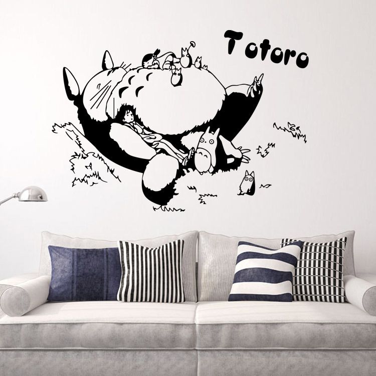 Sleeping Totoro Wall Decals Japanese Cartoon Totoro Wall Stickers
