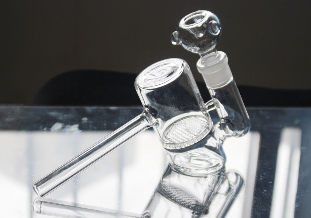 19mm 14mm 2 modelos tubos de vidrio pelele peine Perc Glass Hammer plataformas petrolíferas cristal Bongs de agua Traducido