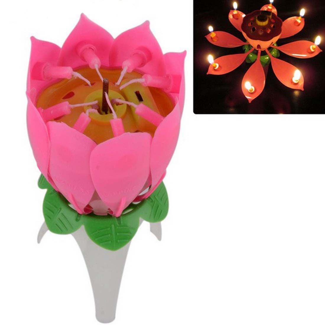 Non Smoky Safty Sparkling Flower Candle , 8 Wicks Musical Lotus