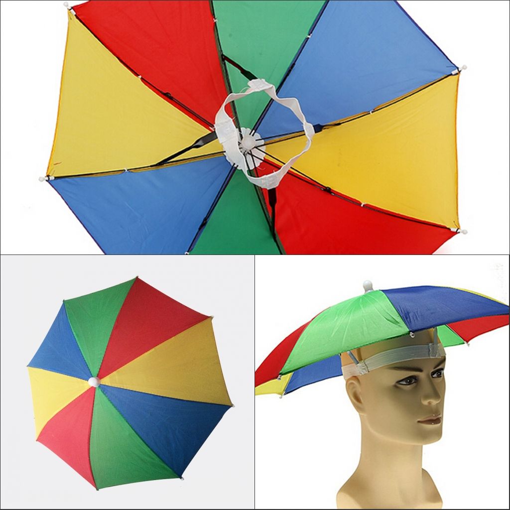 Factory SaleRainbow Umbrella Hat Cap Sun Shade Camping Fishing Hiking