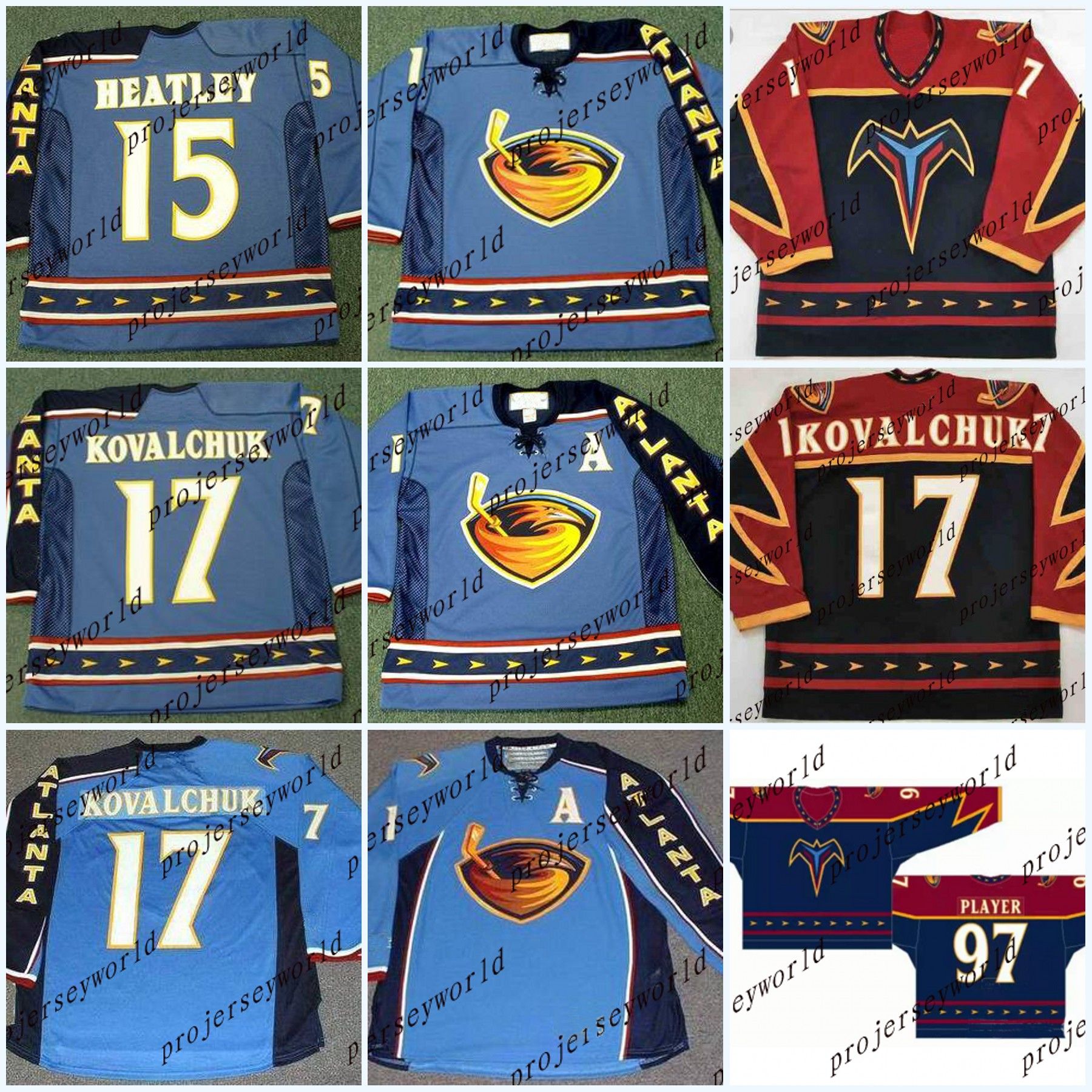 Atlanta Thrashers Jerseys #17 ILYA KOVALCHUK 2003 #15 DANY HEATLEY #16 Buchberger #97 Player 