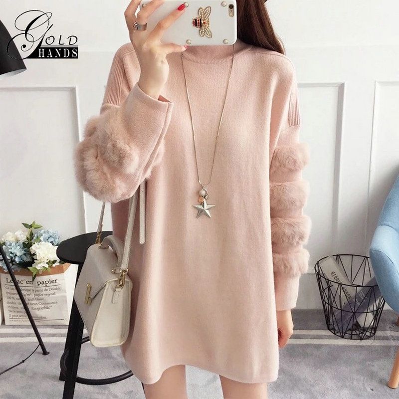 robe pull fourrure manche