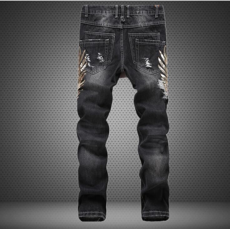 Compra Alta Calidad Ripped Jeans Hombres 2016 Nuevo Diseñador Bordado Denim  General Para Hombre Elástico Skinny Jeans Pantalones De Marca Barato |  Entrega Rápida Y Calidad | Es.Dhgate
