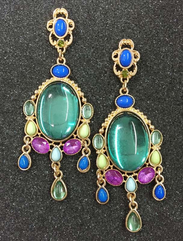 Bohemian Boho Gemstone Cer Drop Stud Earring Multi Colours Bohemian Boho Gemstone Cer Drop Stud Earring Multi Colours Acrylic Stones Colourful Chandelier