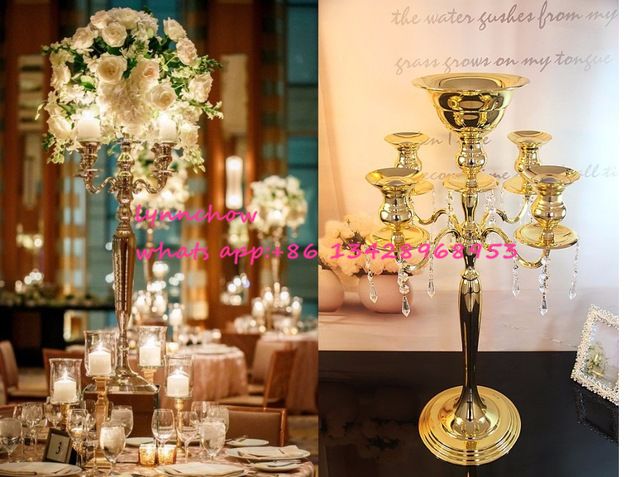 Gold Candelabra Centerpiece Wholesale : H cm w heads crystal candelabra candle holder