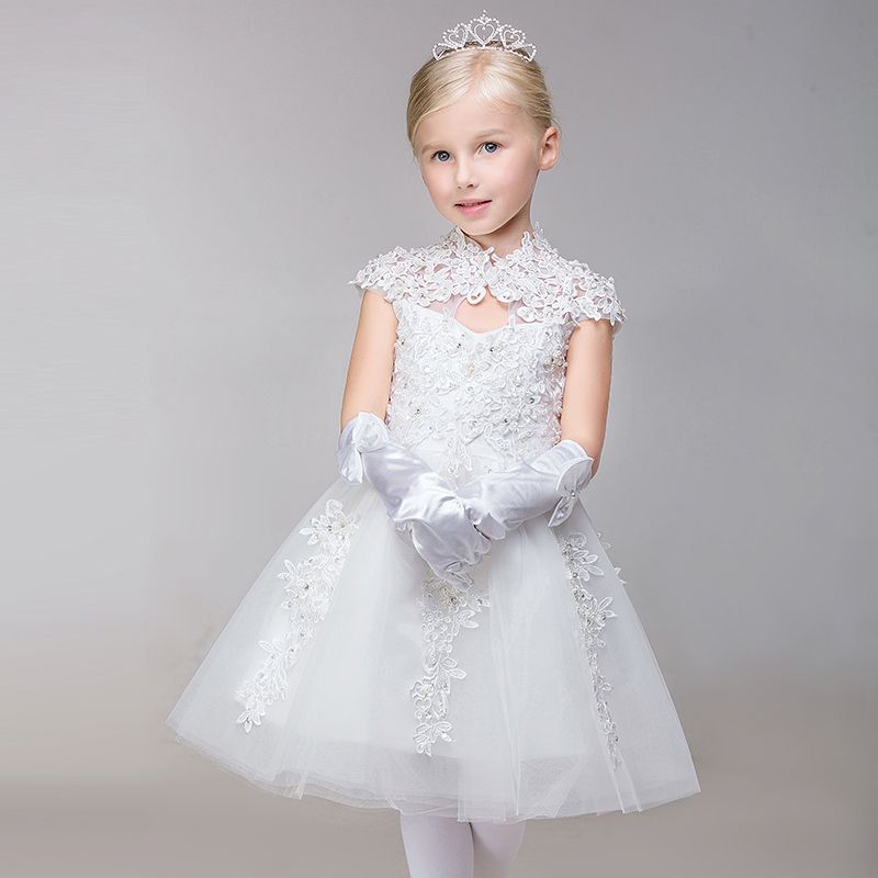 Knee Length Flower Girl White Dress