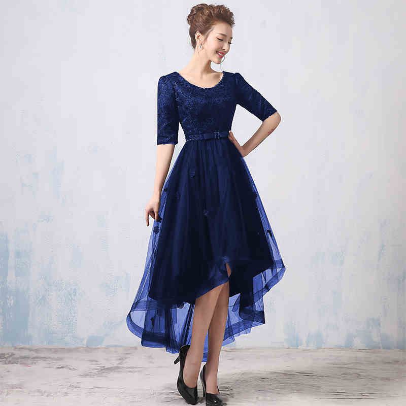 2016 Cheap Navy Blue Burgundy Bridesmaid Dresses High Low Scoop 2016 Cheap Navy Blue Burgundy Bridesmaid Dresses High Low Scoop Neck Short Sleeves Tulle Fashion Wedding Guest Gowns Plus Size Bridesmaid Dresses With ... - 2016 Cheap Navy Blue Burgundy Bridesmaid Dresses High Low Scoop