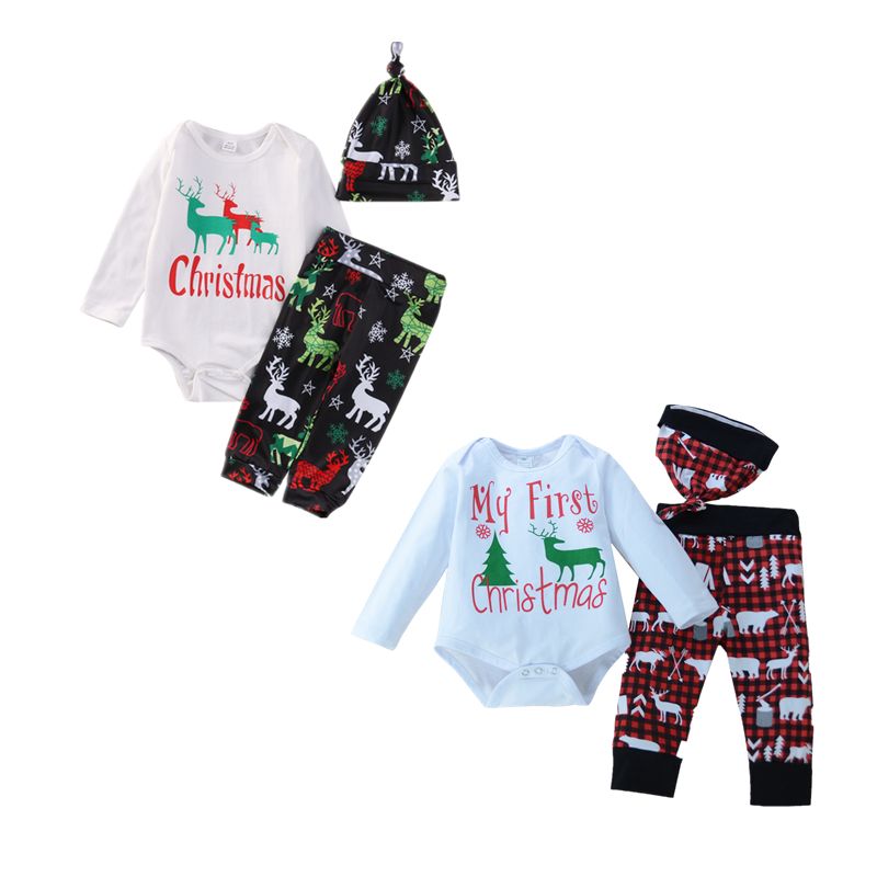 2018 kid christmas baby boy girl clothing top pants hat red green 2018 kid christmas baby boy girl clothing top pants hat red green white cute pajamas cotton kids clothes casual outfits xmas presents from tyfactory