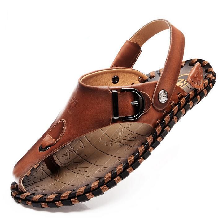 2016 Camel Mens Sandals Slippers Genuine Leather Cowhide Sandals