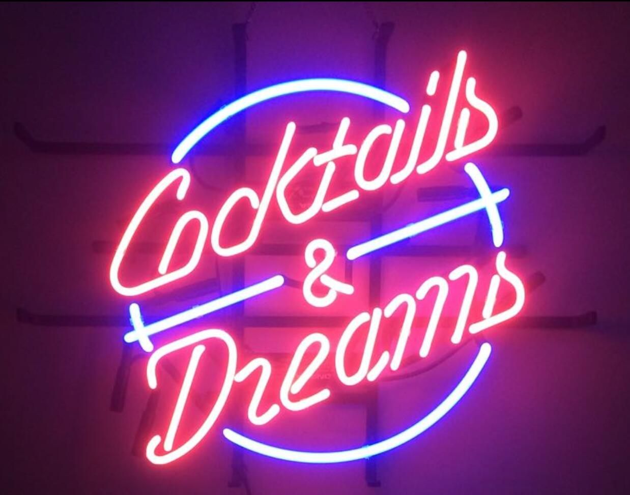 2019 New COCKTAILS AND DREAMS Light Glass Neon Sign Light