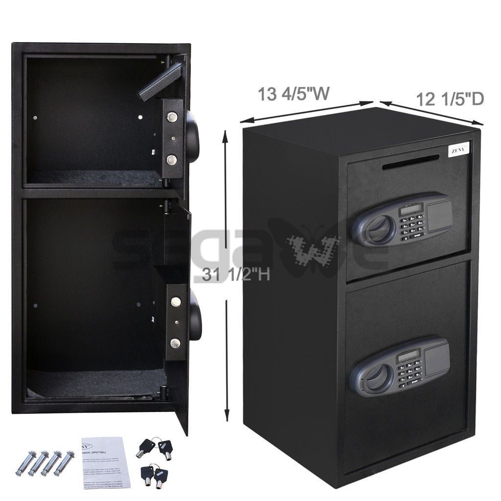 Digital Safe Depository Drop Box Double Door Cash Jewelry Office