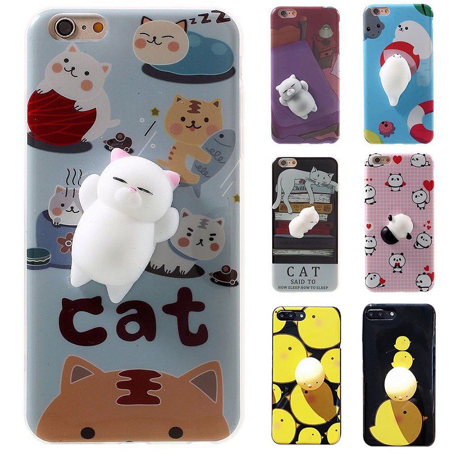 2017 New Funny 3d Cartoon Kitty Cat Phones Cases Silicone Squeeze Stress Relieve Squishy Soft Tpu For Iphone 6 6s 7 7plus Cradle Make Your Own Phone Case