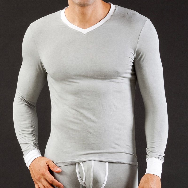 2017 Mens Long Underwear Wj Brand Modal V Neck Long Sleeve Top T Shirts ...