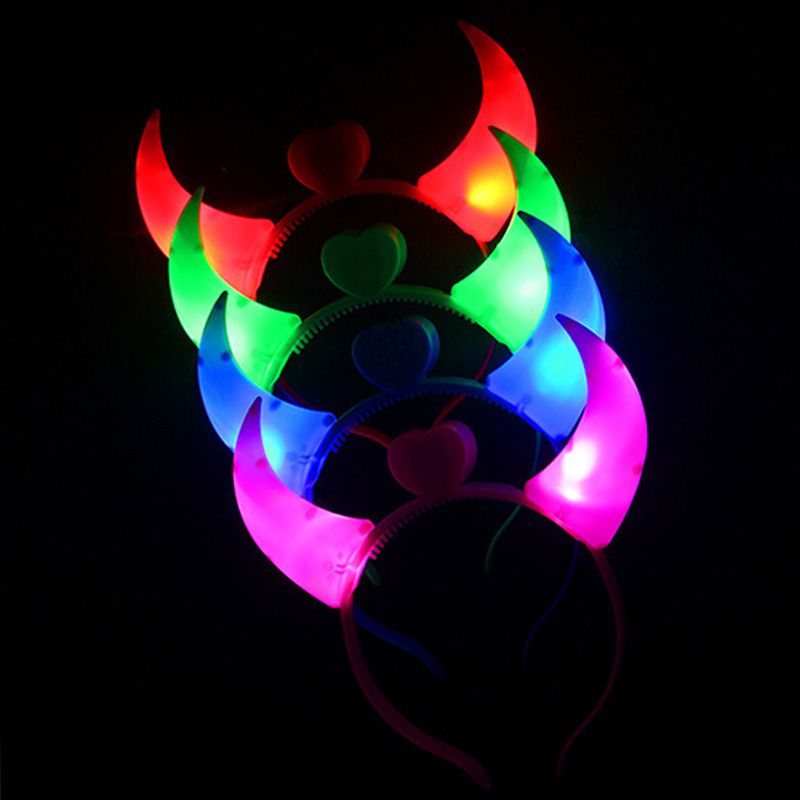 2019 LED Light Up Flashing Devil Horns Headband Glowing Devil Horns LED