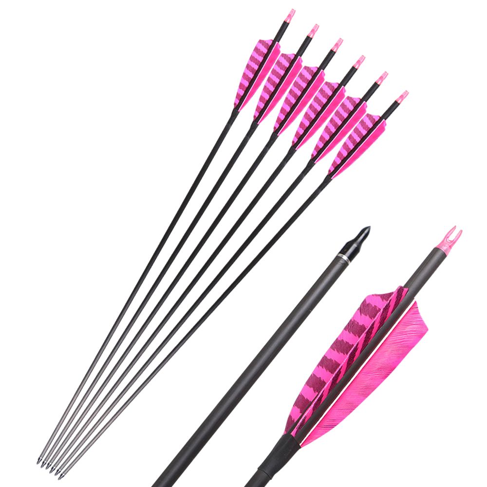 2019 Archery Hunting Pink Black Turkey Feather Vanes 31 Inch Spine 400
