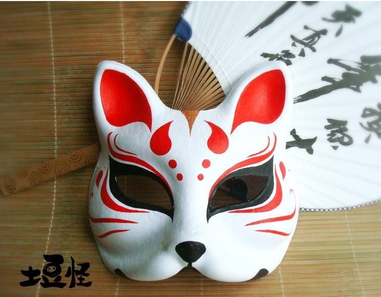 Wholesale-Hand-Painted Fox Mask Endulge Japanese Anime Animal Mask Half ...