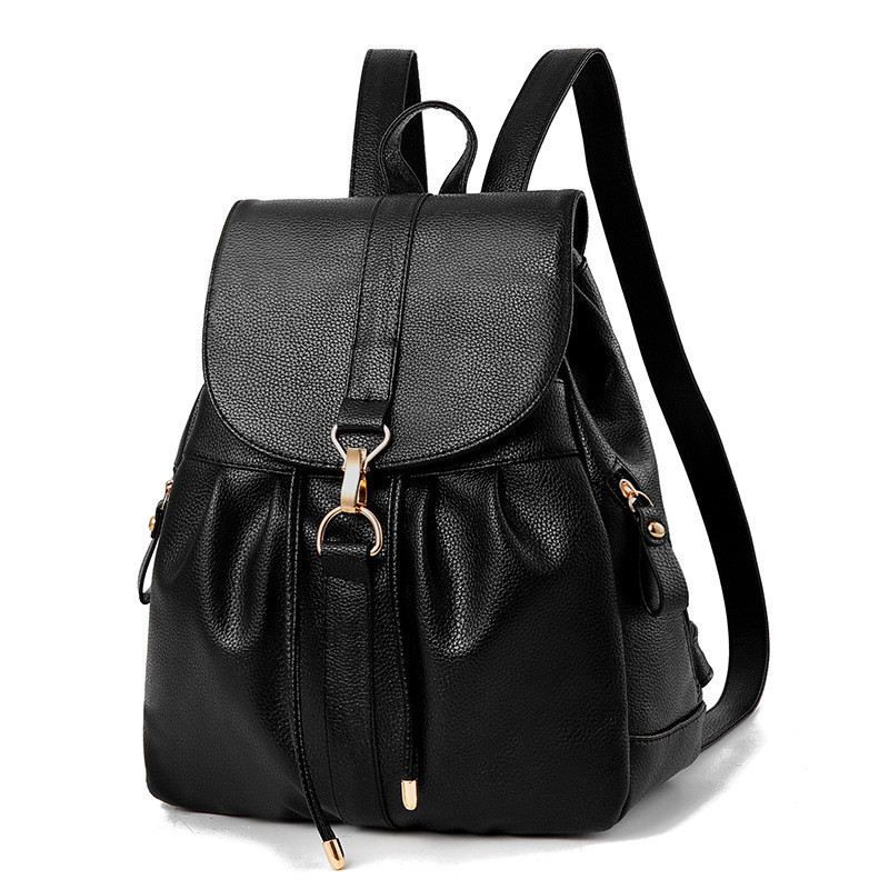 Compra Mochila Negra De Cuero De Ocio De Moda Coreana Para Damas De Mujer Mochila  Negra Para Chicas Donde Comprar Mochilas Baratas Barato | Entrega Rápida Y  Calidad | Es.Dhgate
