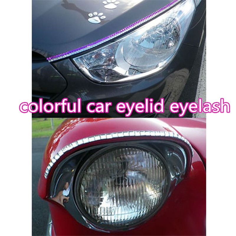 2021 Car Eyelashes For Car Headlights Car Rhinestone Crystal Eye Line