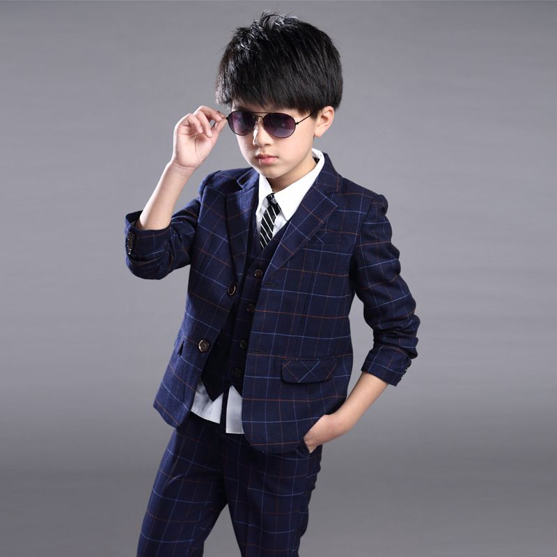 2019 2017 New Boys Gentleman Clothing Sets Suit + Vest + Pants Boy