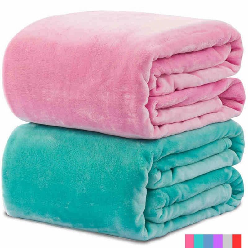 50*70cm Soft Warm Blankets Flannel Solid Color Bath Towel Micro Plush