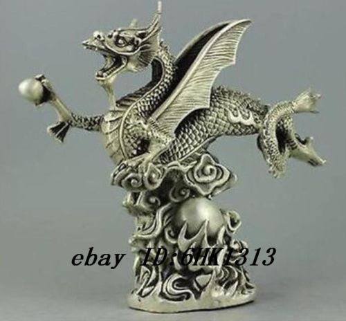 2018 chinese old china collectable tibet silver dragon statue nee
