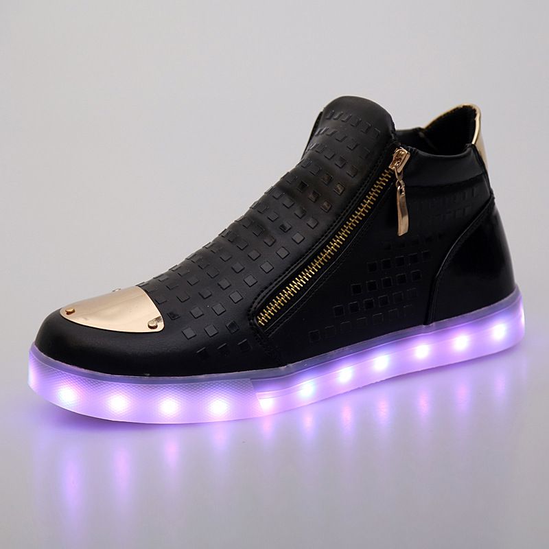Acquistare Scarpe Alte Colorate Bianche E Nere Con Luce Colorata Scarpe  Laterali Con Cerniera A LED Scarpe Leggere Con Ricarica USB Scarpe Luminose  Economico | Consegna Veloce E Qualità | It.Dhgate