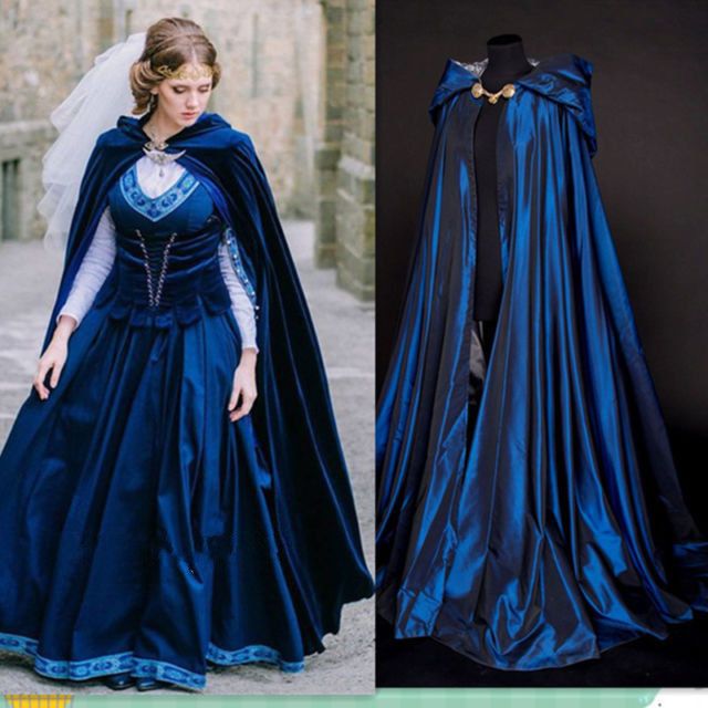 2019 Wholesale Blue Cheap Christmas Hooded Cloak Bridal Cloaks Capes