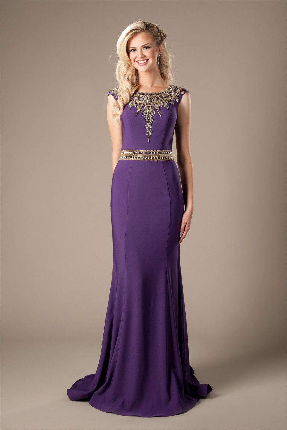 purple and gold party dress