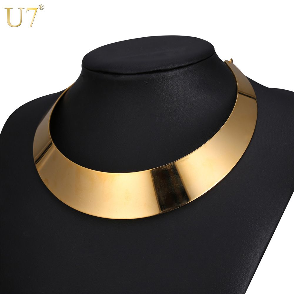 2020 Unique Gold Statement Women Choker Necklace 18K Gold Plated