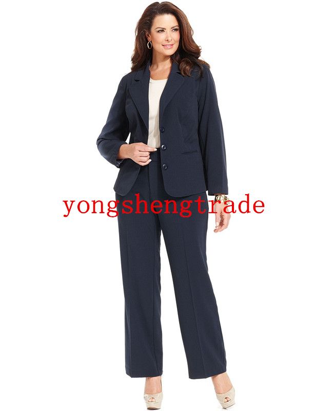 Compra Traje Hecho A Medida Traje Azul Marino Para Mujer Talla Grande Que  Se Adapta A Los Pantalones Con Botones De Tres Botones HS7949 Barato |  Entrega Rápida Y Calidad | DHgate